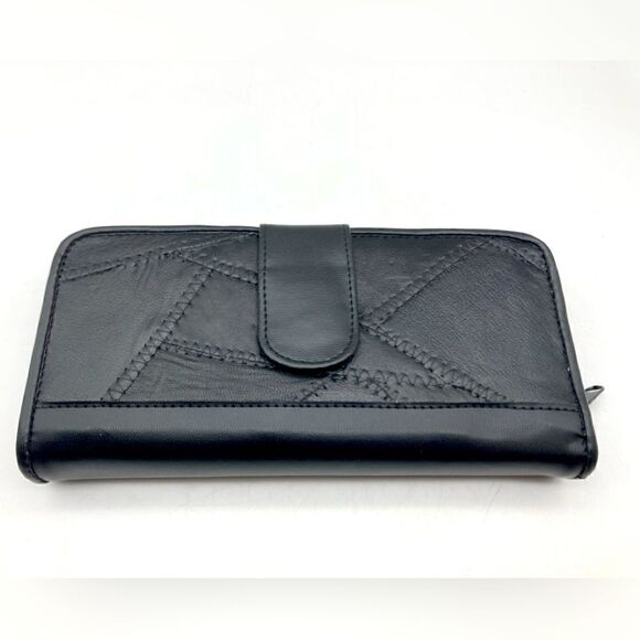 Jobar Lambskin Black Patch Multifunctional Wallet/Clutch Like New - Picture 1 of 9